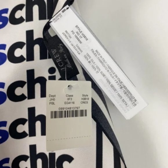 NWT J.Crew Très Chic Silk Scarf White Navy Black - Picture 4 of 9